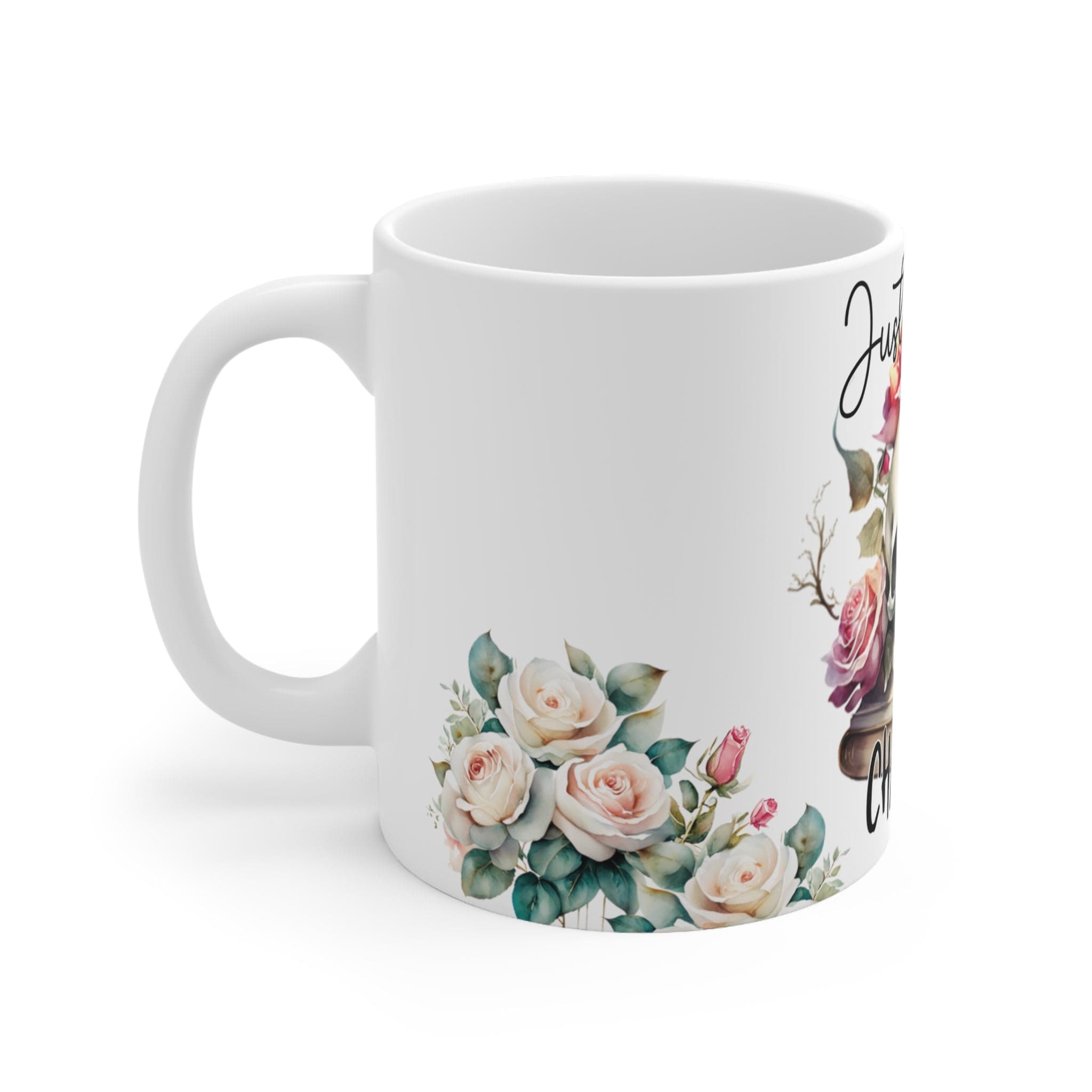 Just One More Chapter Skull & Floral Wrap-Around Mug