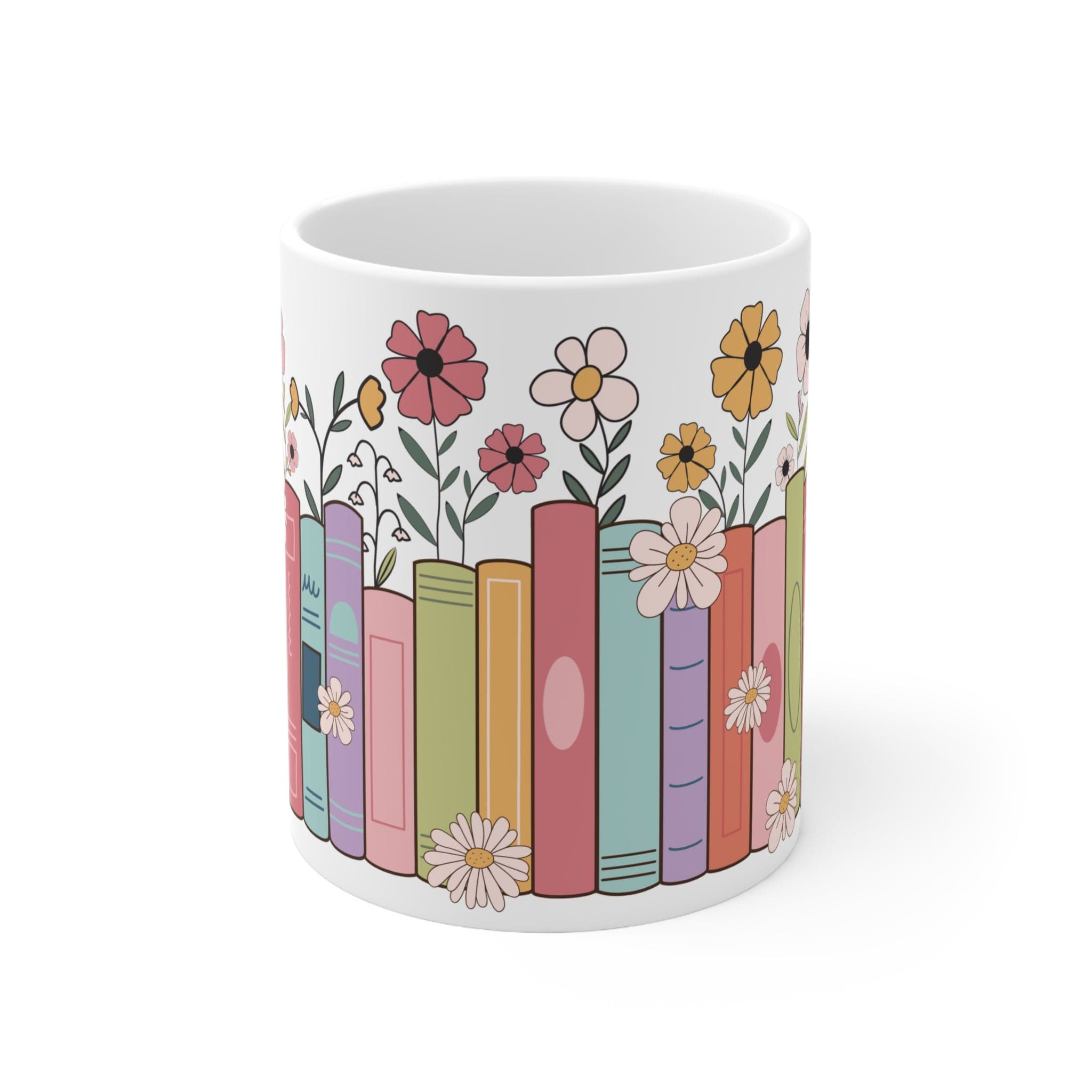 Floral Book Stack Wrap-Around Mug – Perfect for Book Lovers