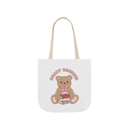 Beary Bookish Tote Bag - White