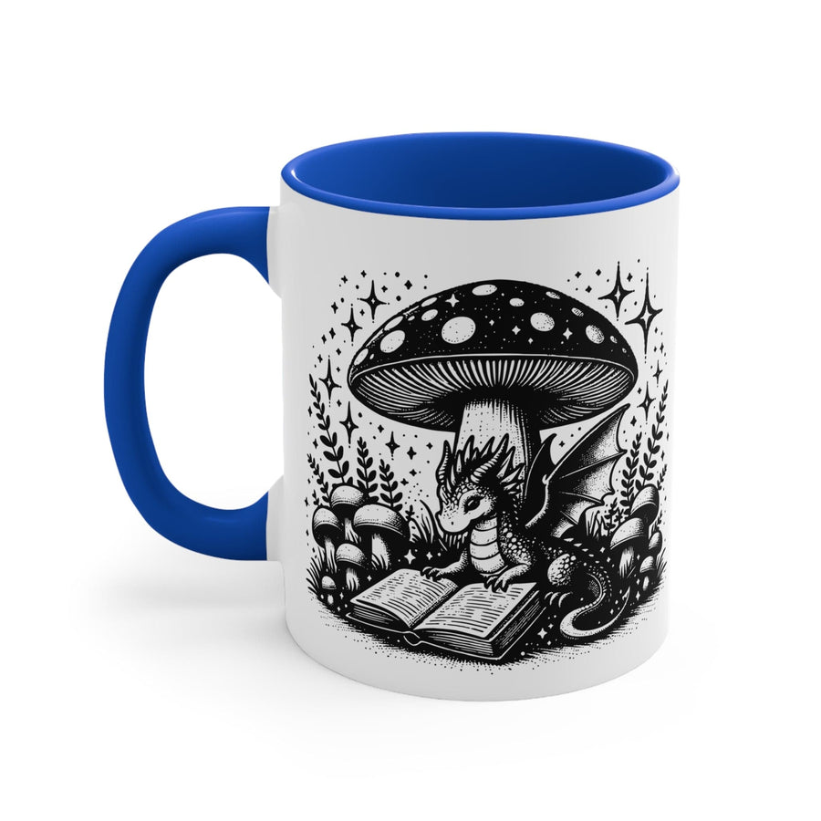 Whimsical Dragon & Mushroom Double-Sided Mug with Colour Accents