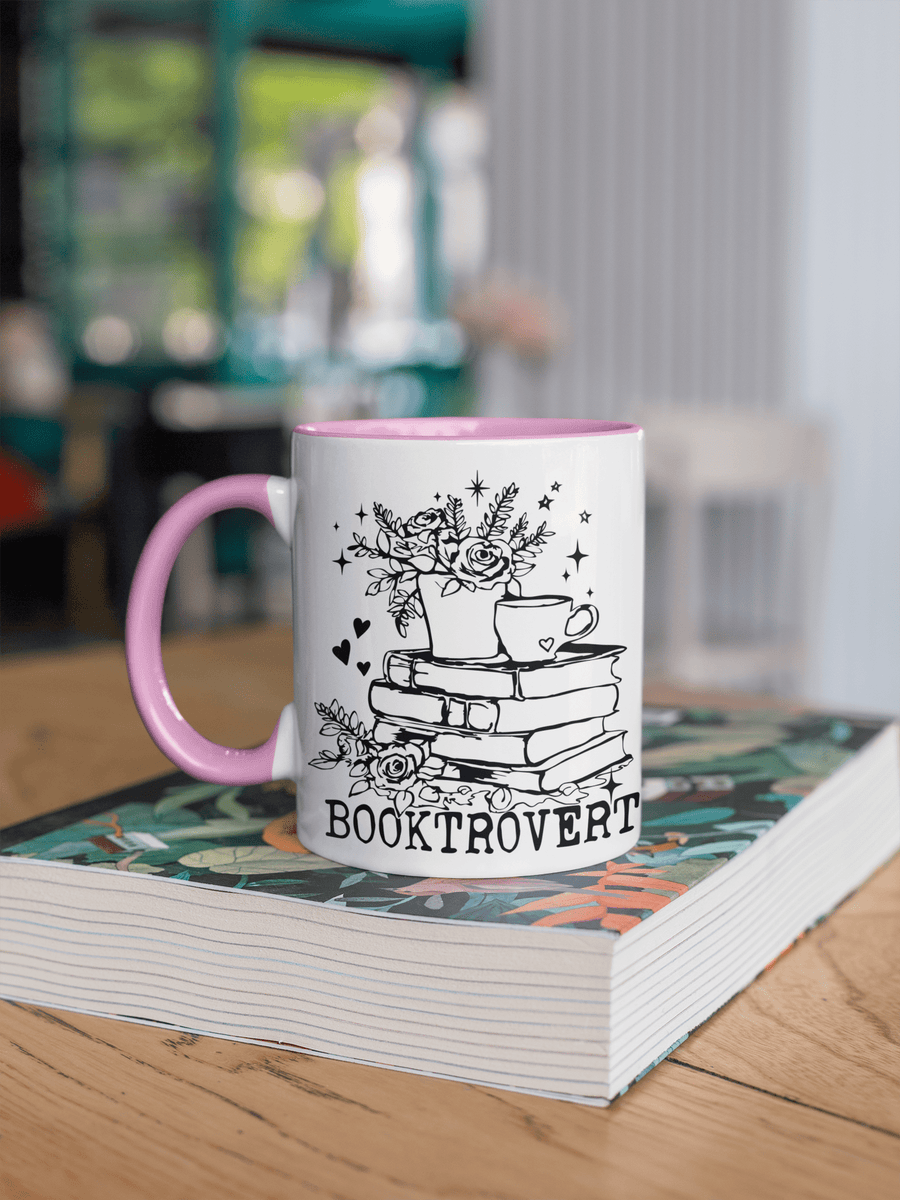 Booktrovert Double-Sided Mug with Colour Accents – Perfect for Book Lovers