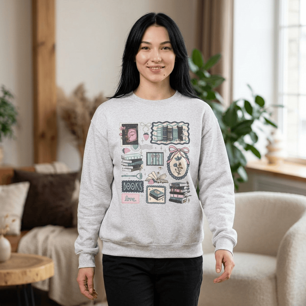 Vintage Book Lover Crewneck Jumper