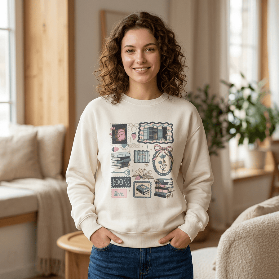 Vintage Book Lover Crewneck Jumper