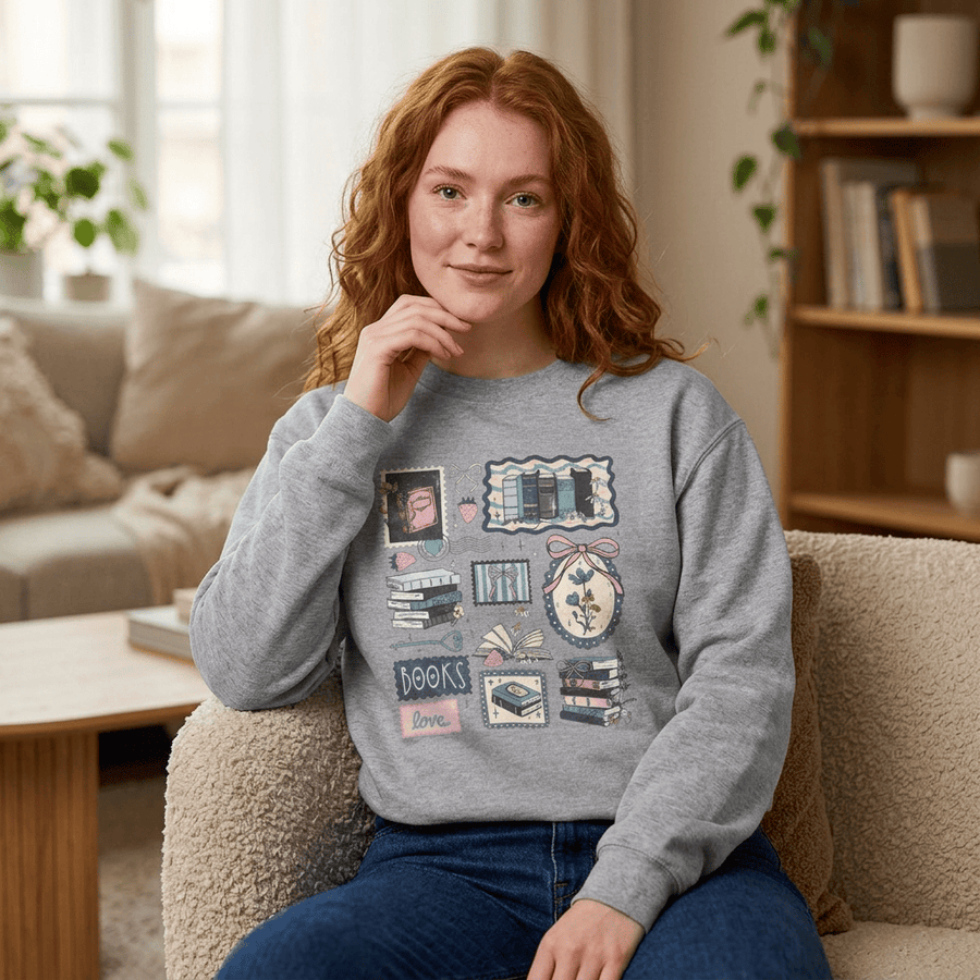 Vintage Book Lover Crewneck Jumper