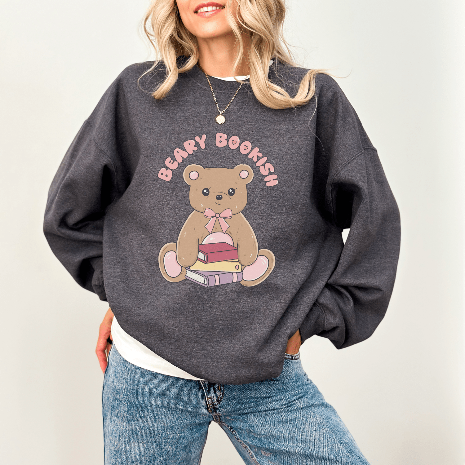 Cute Beary Bookish Crewneck Jumper