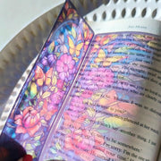 Transparent Stained Glass Window Bookmark - Floral Butterflies