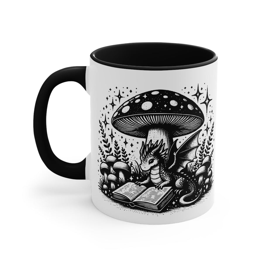 Whimsical Dragon & Mushroom Double-Sided Mug with Colour Accents