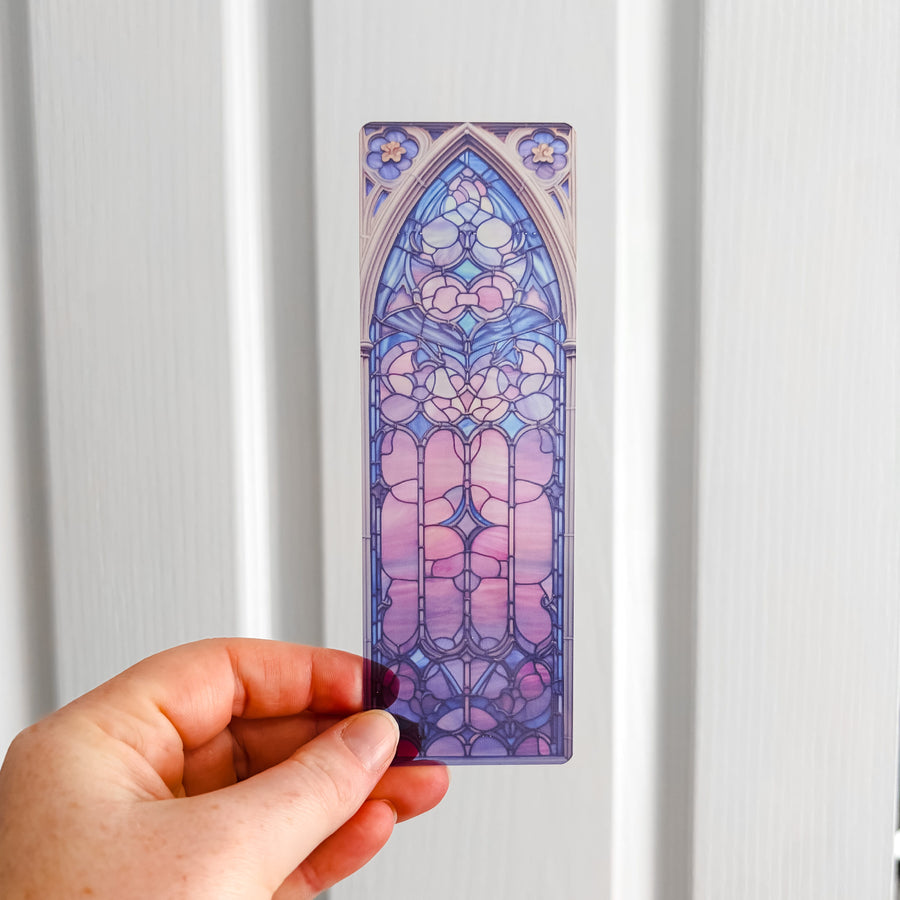 Pink Cathedral Window Transparent Bookmark