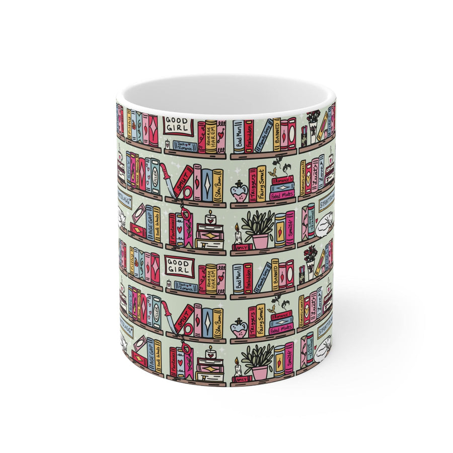 Smutty Romance Bookcase Wrap-Around Mug – Perfect for Romance Readers