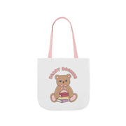 Beary Bookish Tote Bag - White
