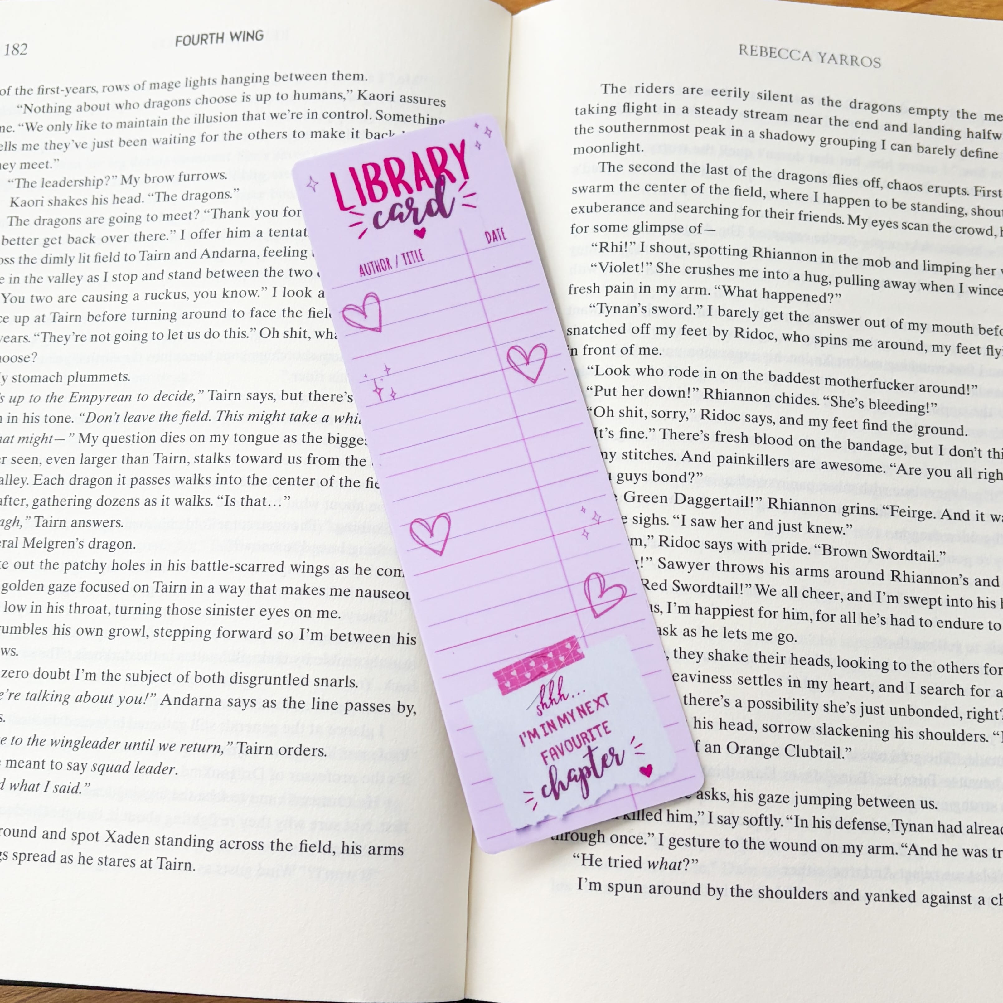 Pink Favourite Chapter Library Card Bookmark