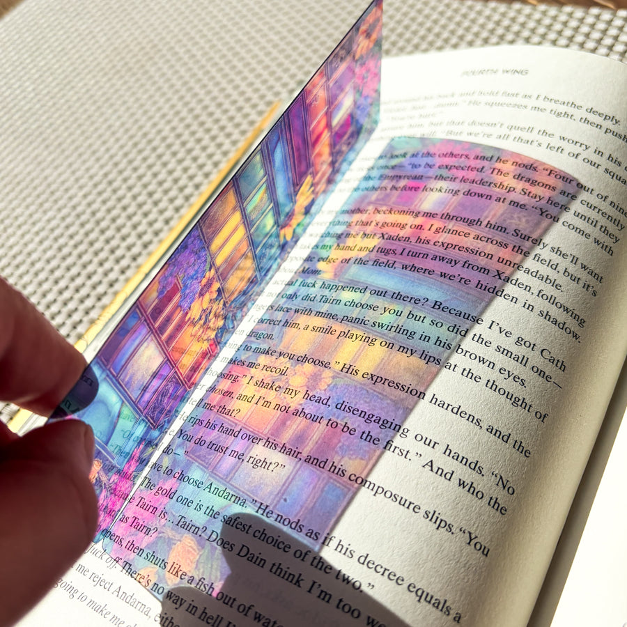 Floral Bookshelf Transparent Bookmark
