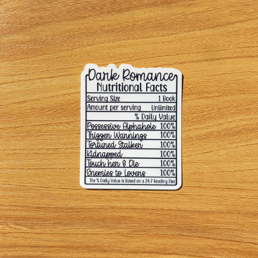 Dark Romance Nutritional Facts Sticker