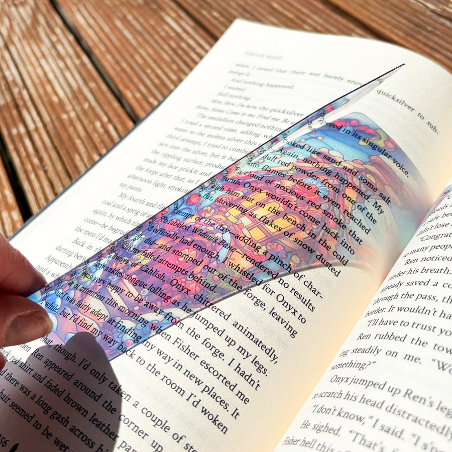 Stained Glass Gingerbread House Bookmark