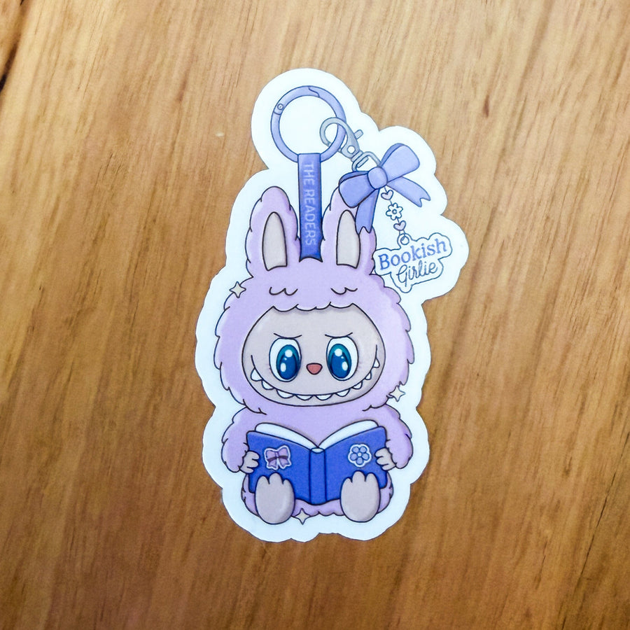 Cute Bookish Monster Keychain Reader Sticker