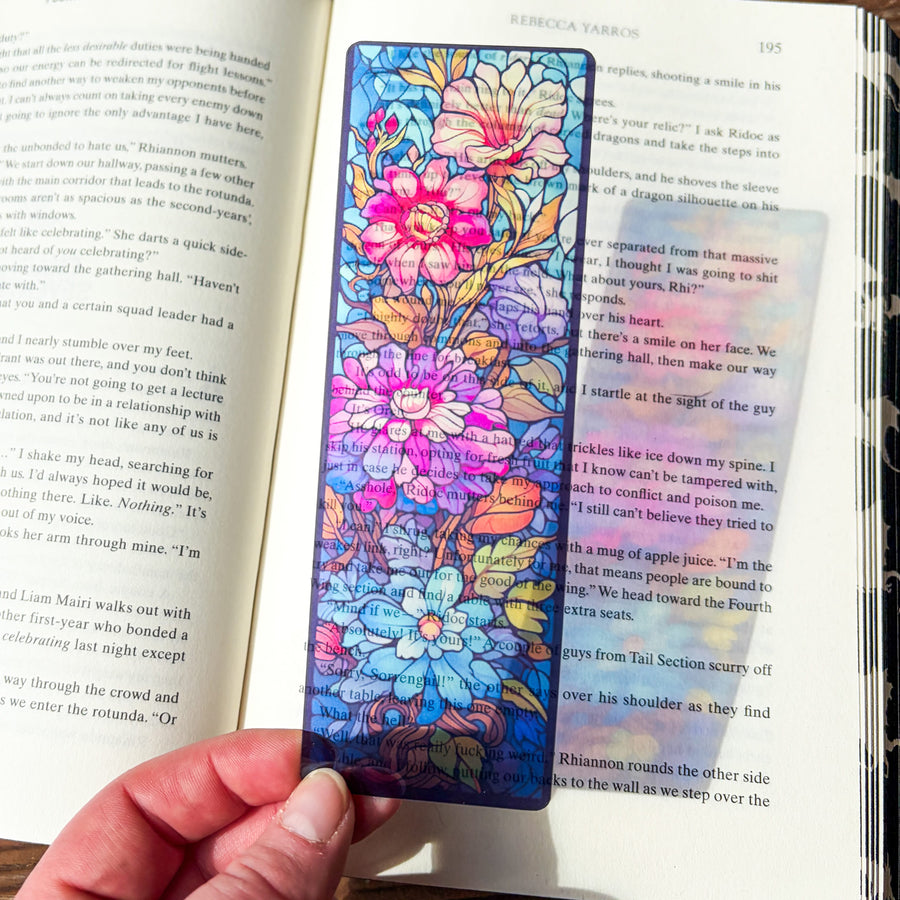 Midnight Garden Stained Glass Transparent Bookmark