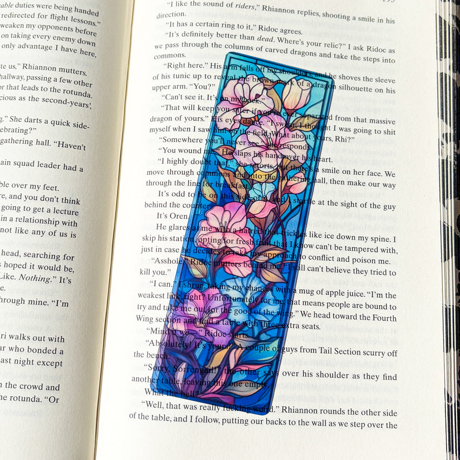 Blush Bloom Stained Glass Transparent Bookmark