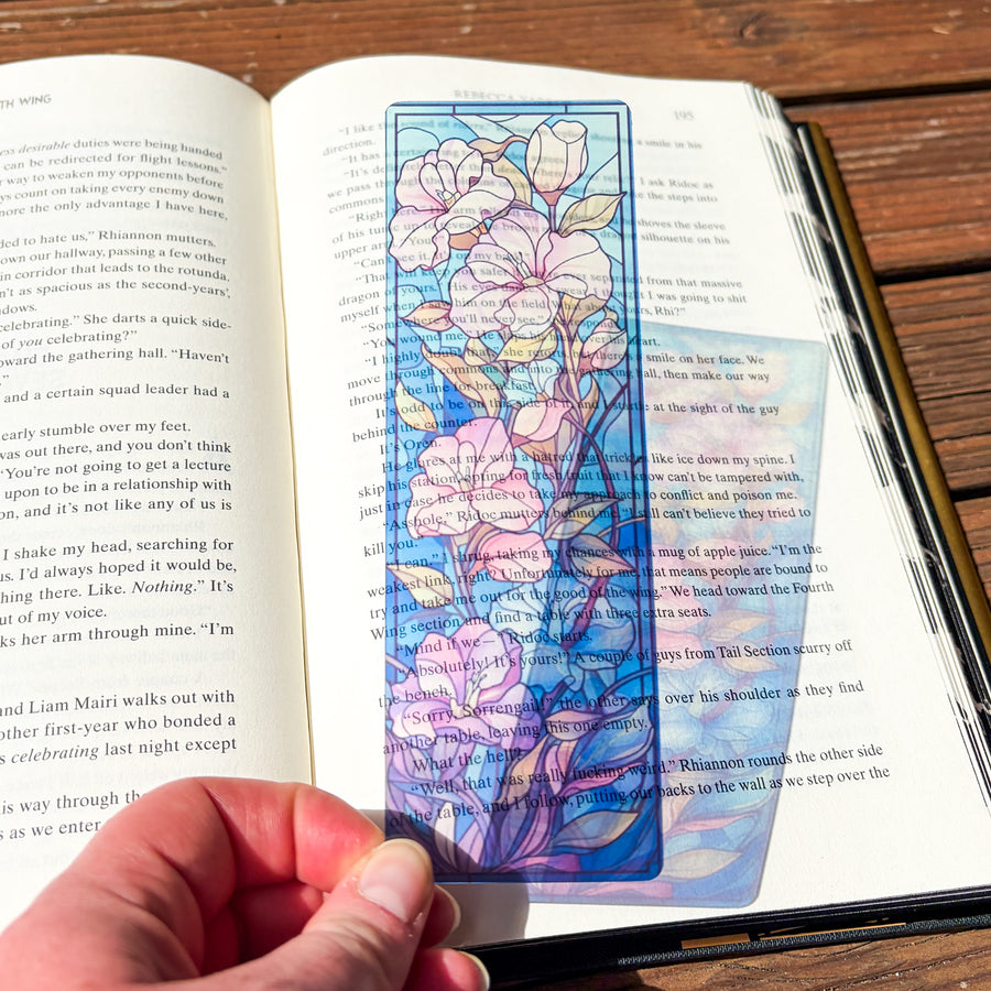 Blush Bloom Stained Glass Transparent Bookmark
