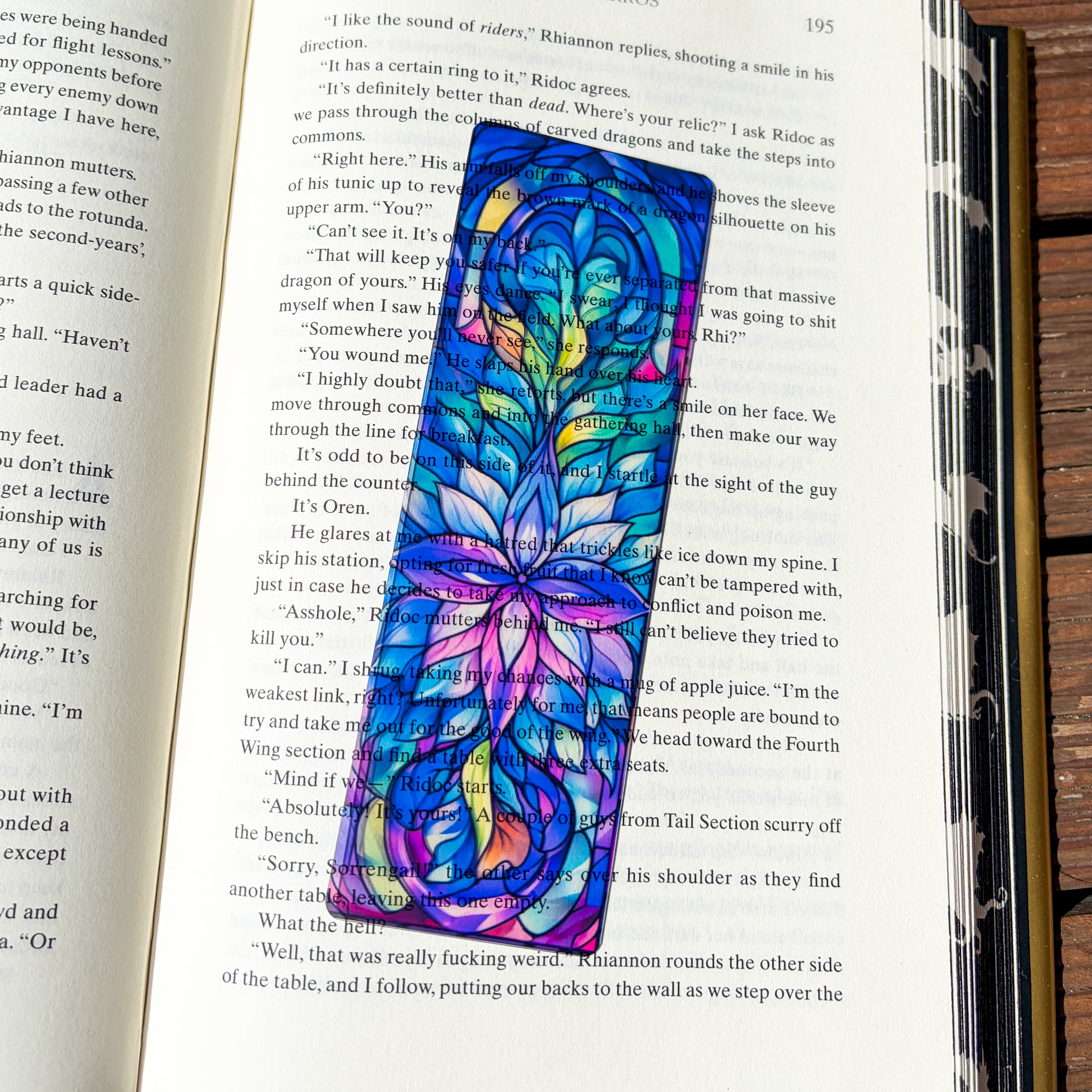 Celestial Bloom Stained Glass Transparent Bookmark