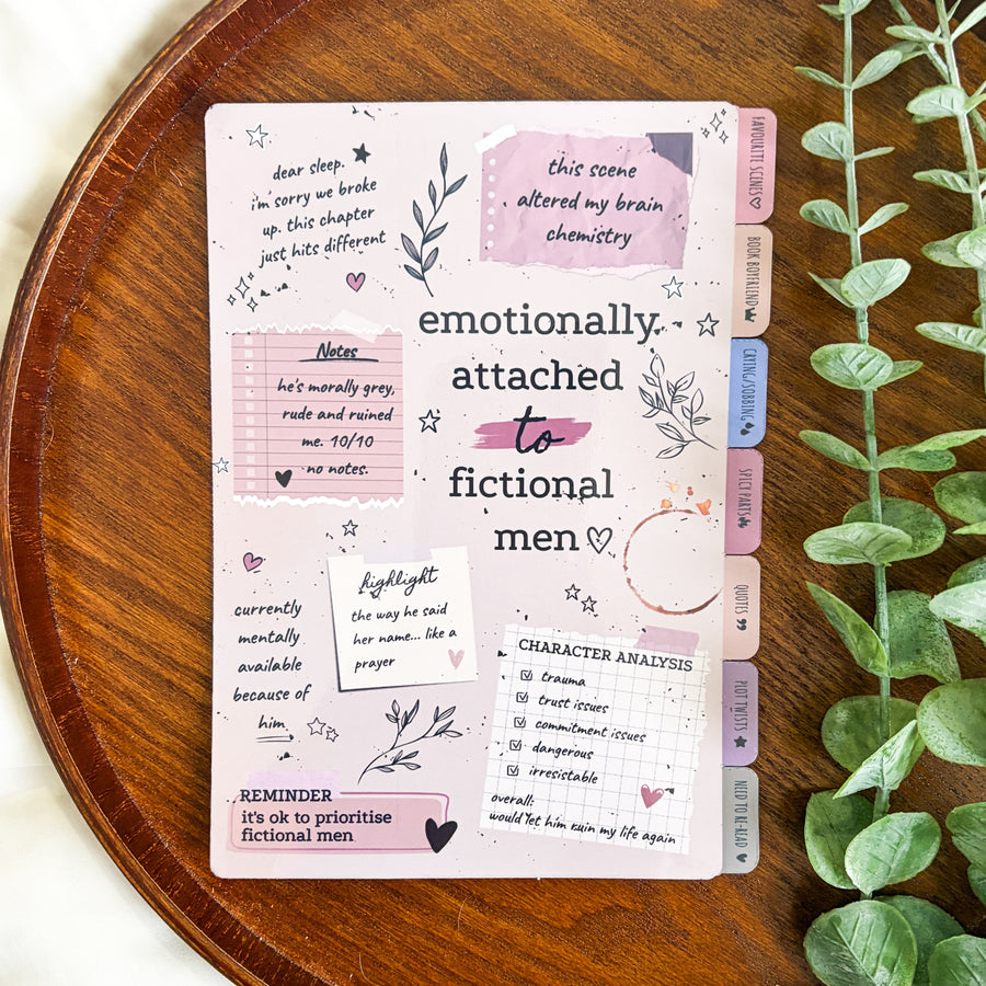 Emotionally Attached to Fictional Men Annotated Kindle Insert & Matching Bookmark