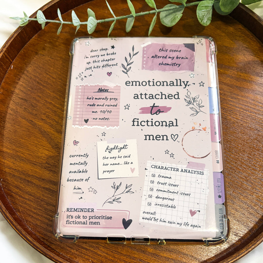 Emotionally Attached to Fictional Men Annotated Kindle Insert & Matching Bookmark