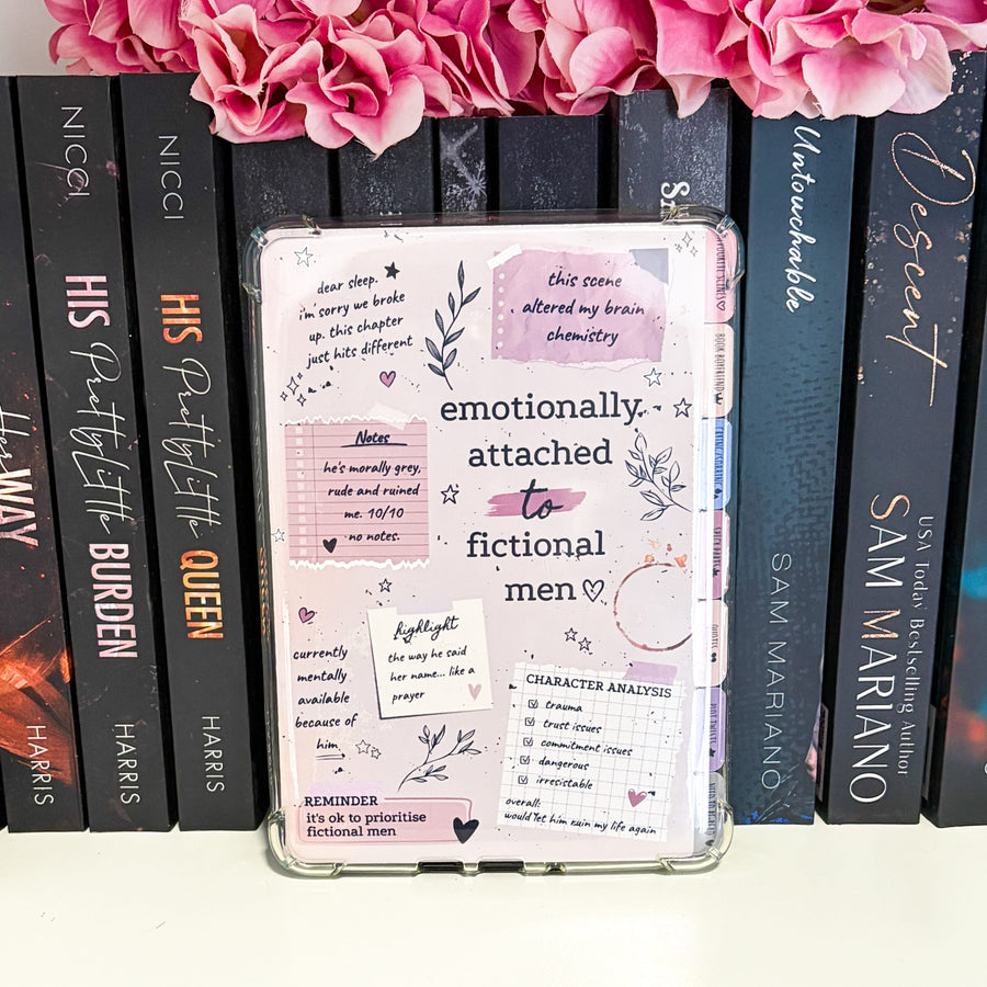 Emotionally Attached to Fictional Men Annotated Kindle Insert & Matching Bookmark