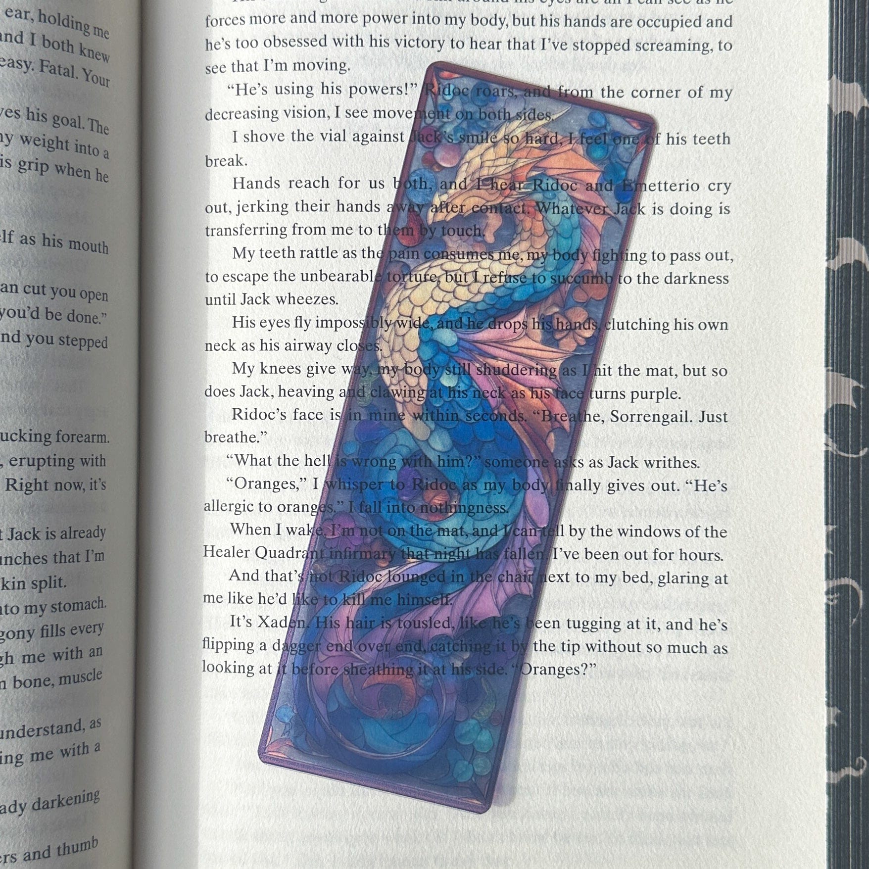 Transparent Stained Glass Window Bookmark – Golden Scale Dragon
