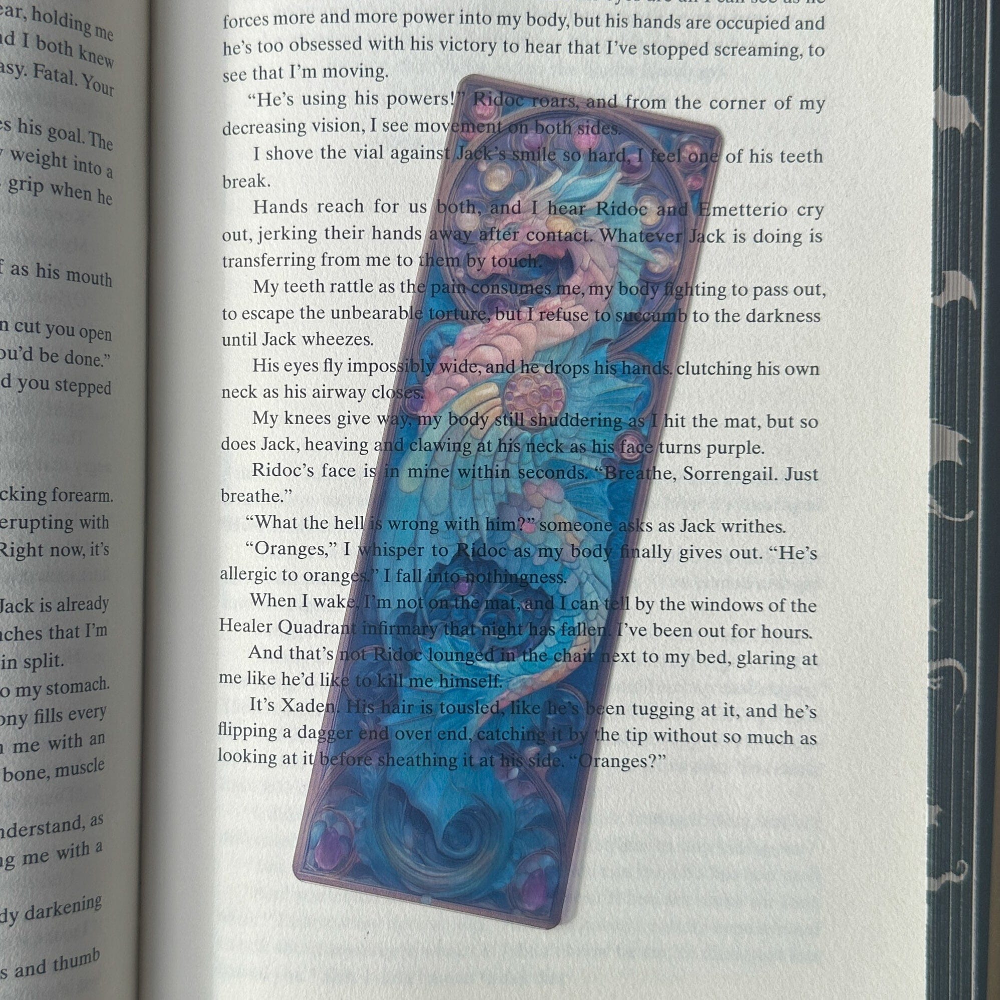 Transparent Stained Glass Window Bookmark – Blush & Blue Dragon