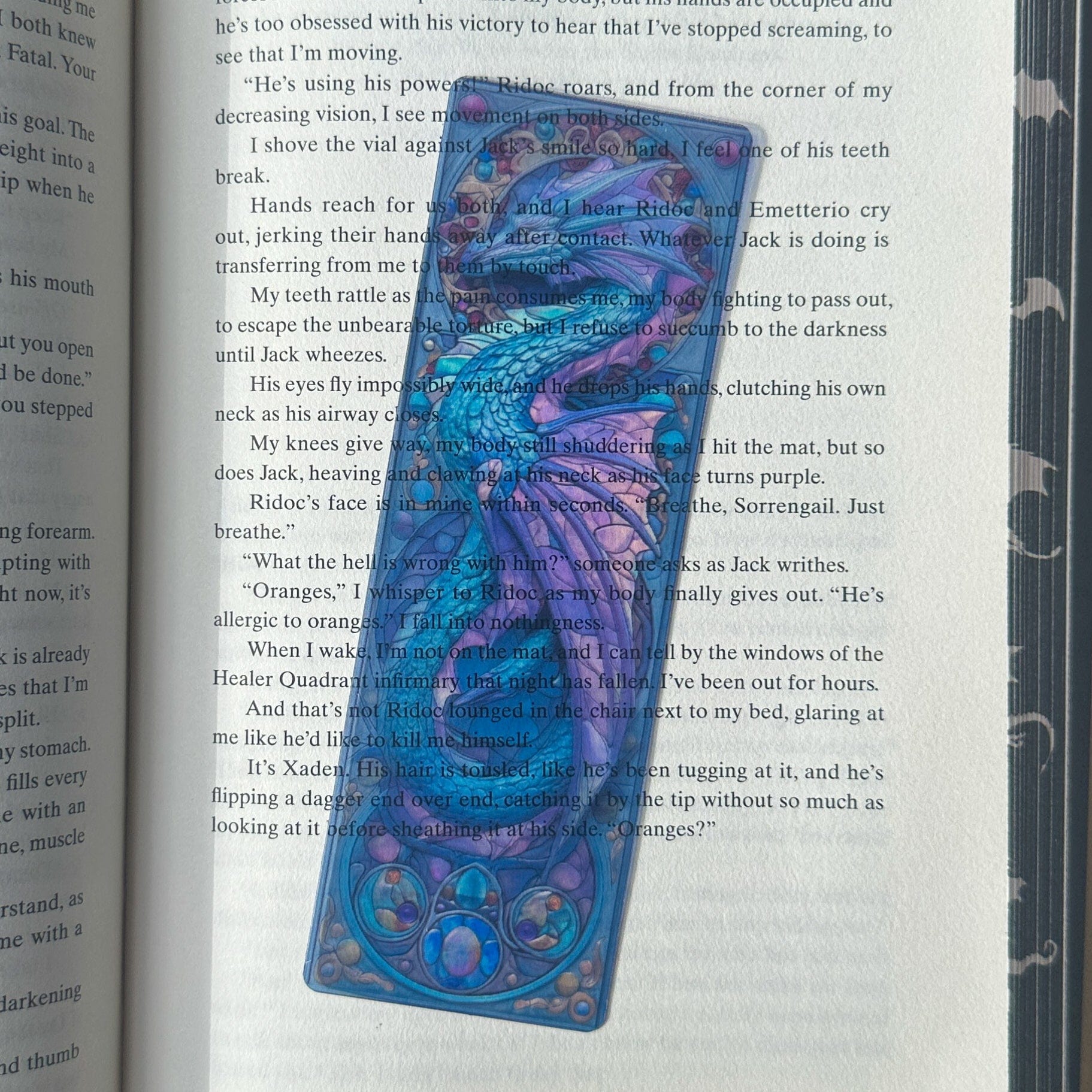 Transparent Stained Glass Window Bookmark – Midnight Amethyst Dragon