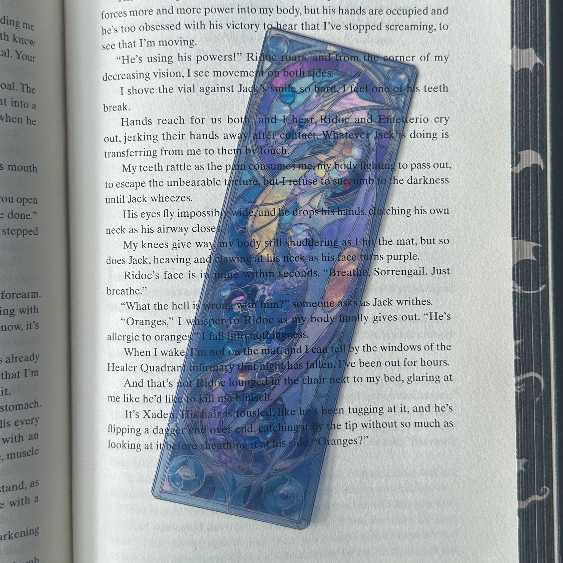 Transparent Stained Glass Window Bookmark – Ember & Amethyst Dragon