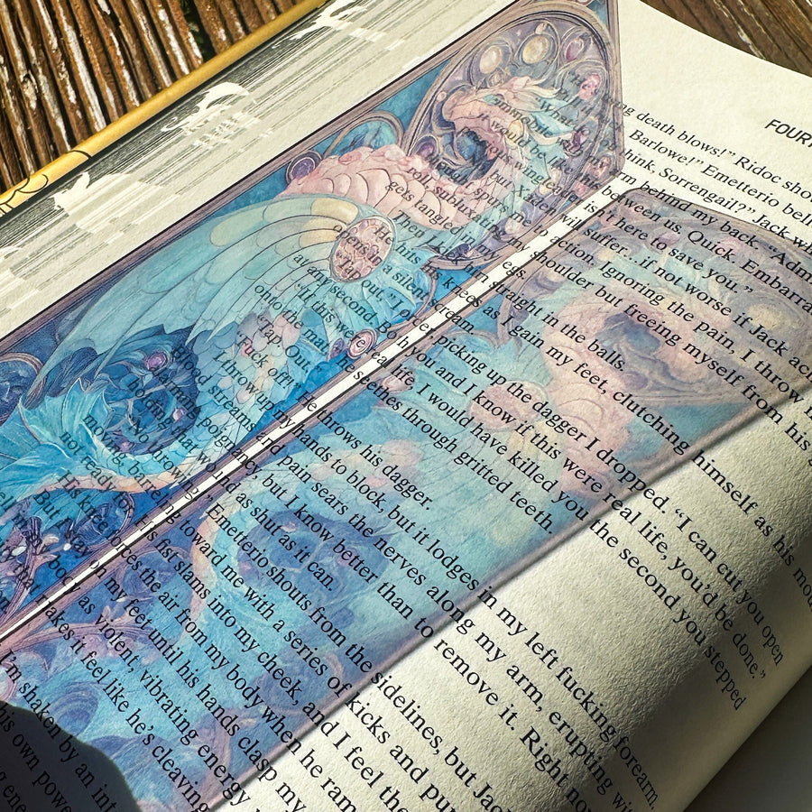 Transparent Stained Glass Window Bookmark – Blush & Blue Dragon