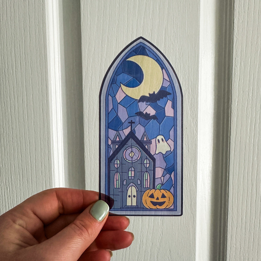 Haunted Church Transparent Bookmark – Halloween Gothic Design