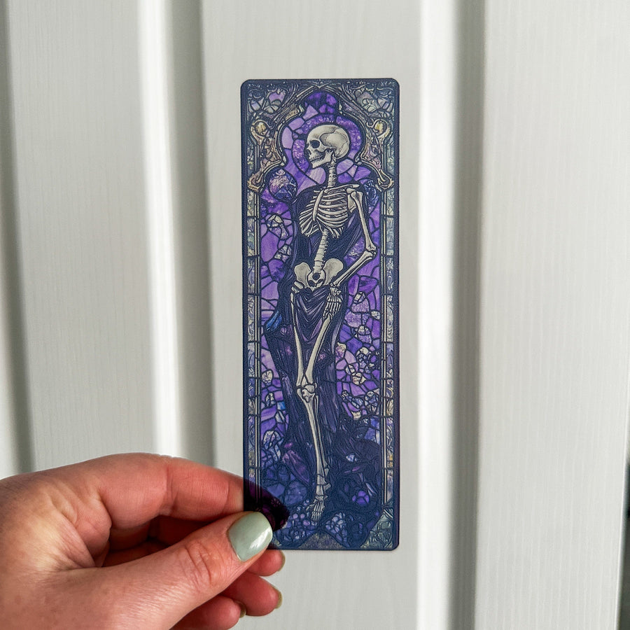 Skeleton Transparent Bookmark – Gothic Halloween Design