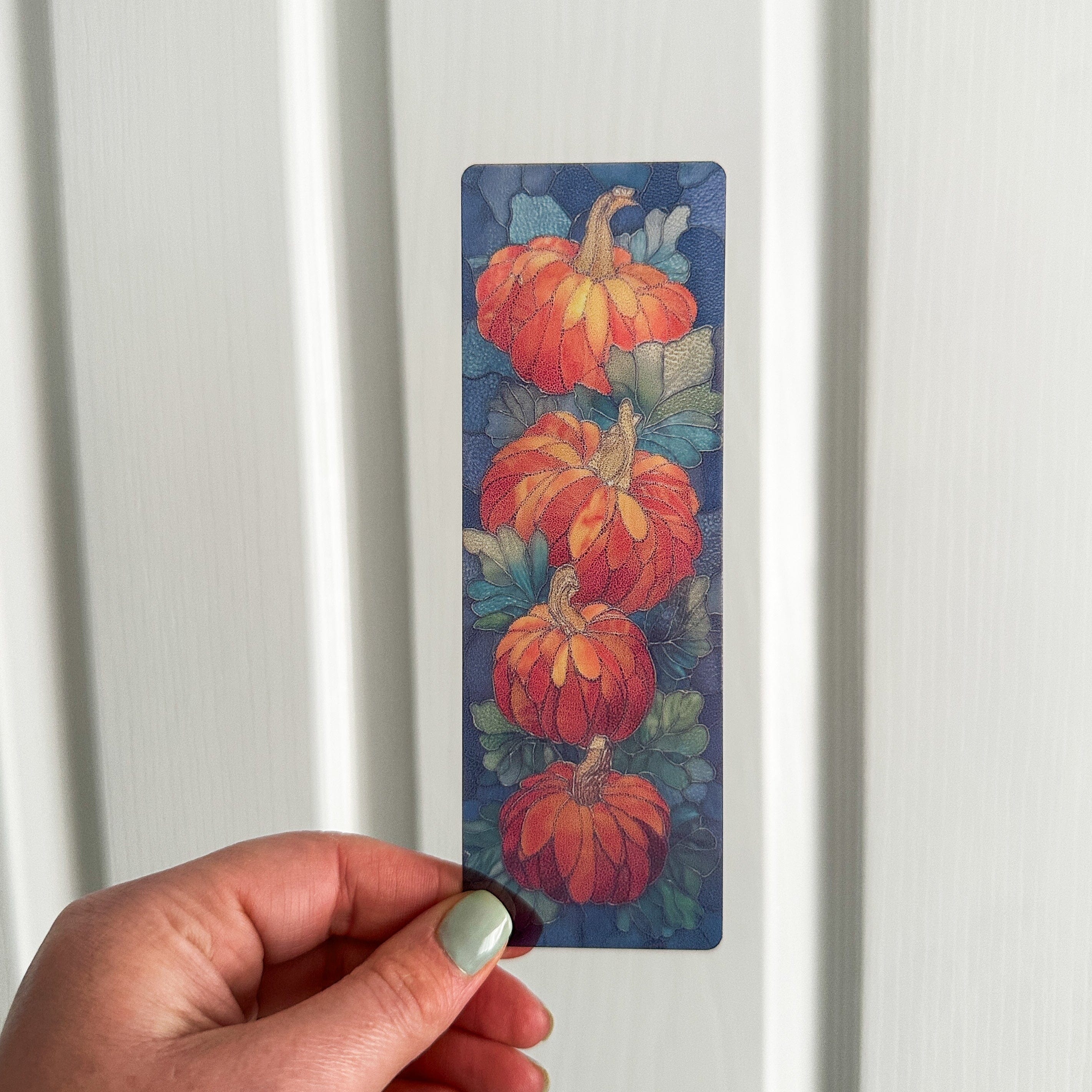 Stacked Pumpkins Transparent Bookmark – Halloween Autumn Glow