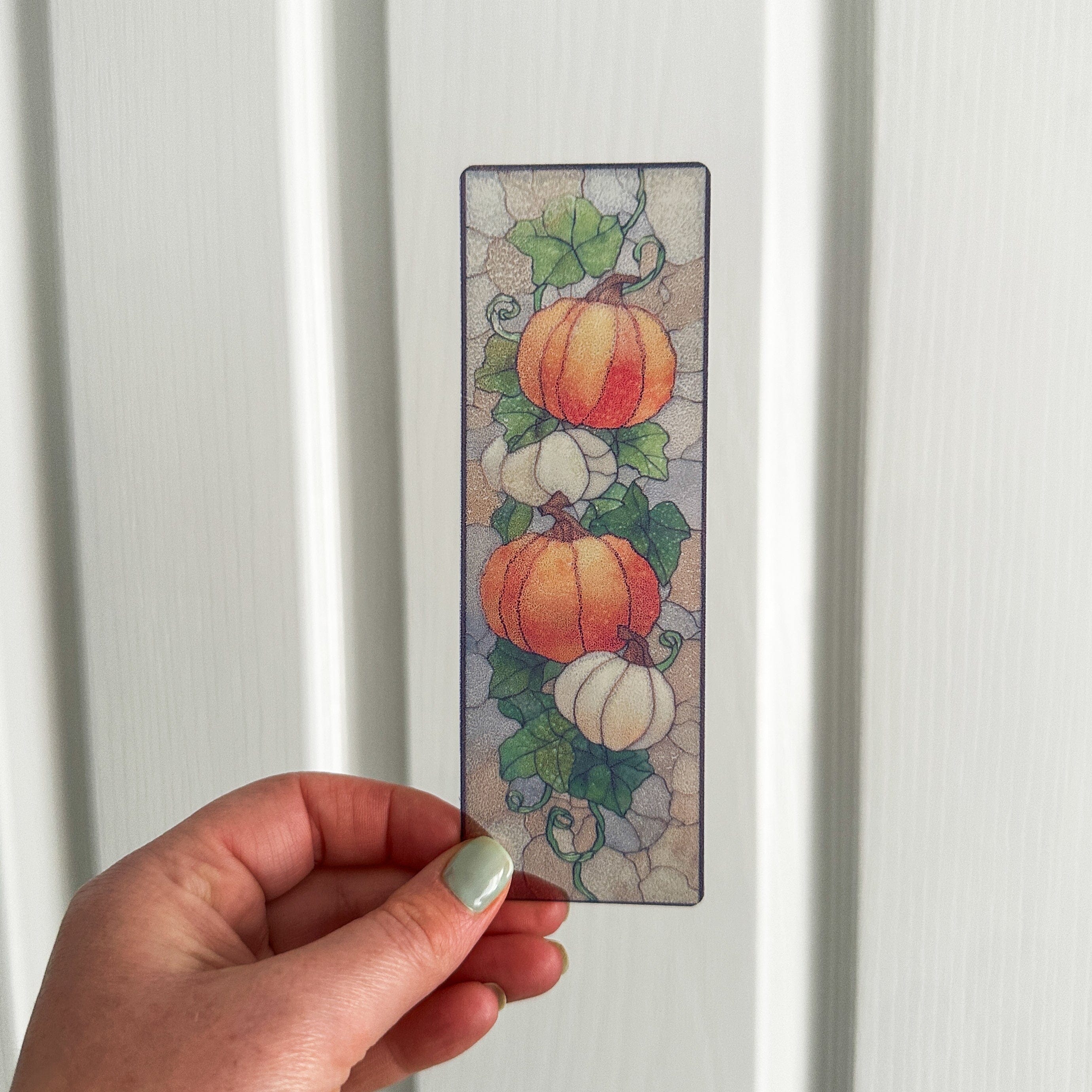 Pumpkins and Ivy Transparent Bookmark – Halloween Harvest Charm