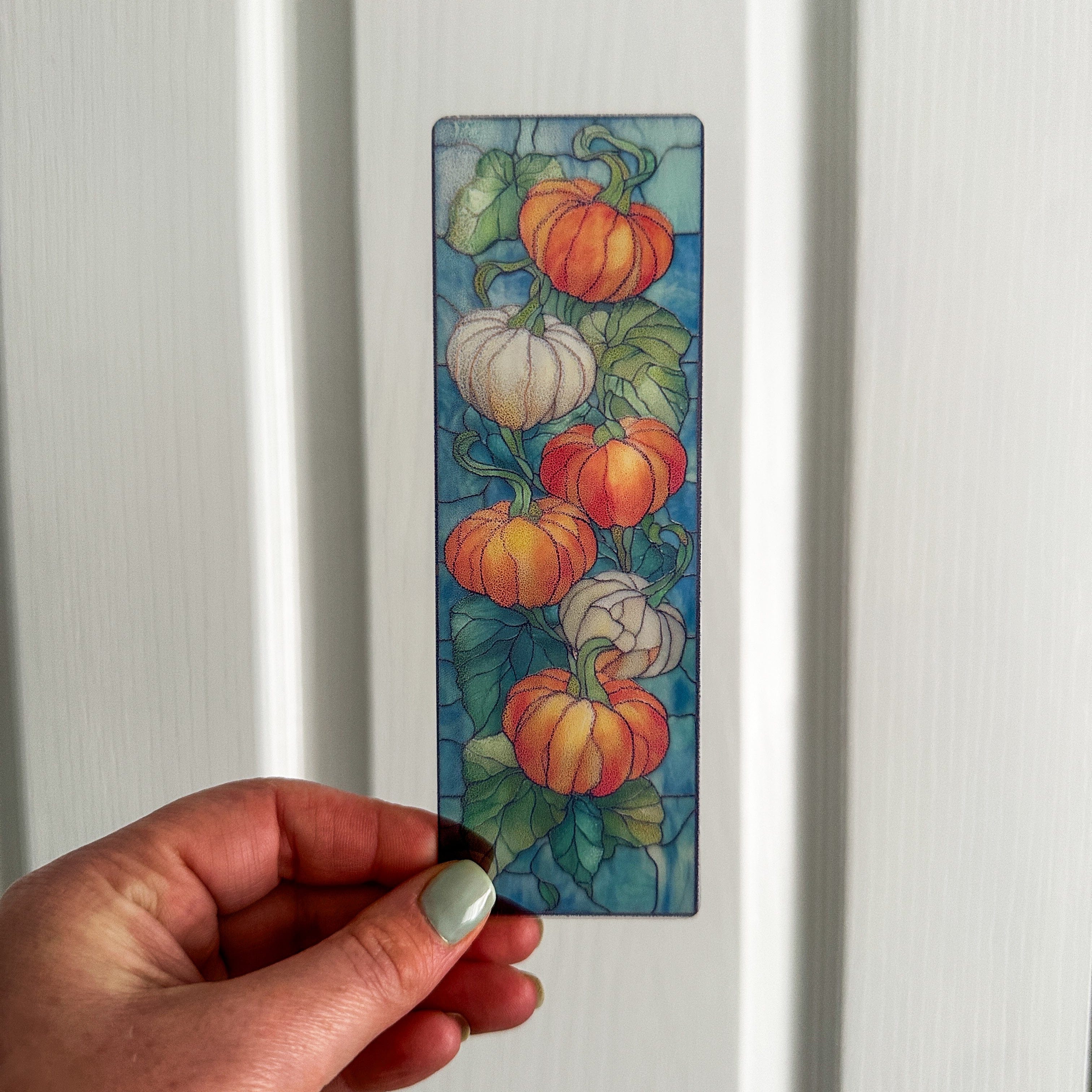Pumpkin Vine Transparent Bookmark – Halloween Harvest Design