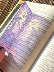 Raven and Moon Transparent Bookmark – Halloween Midnight Watcher