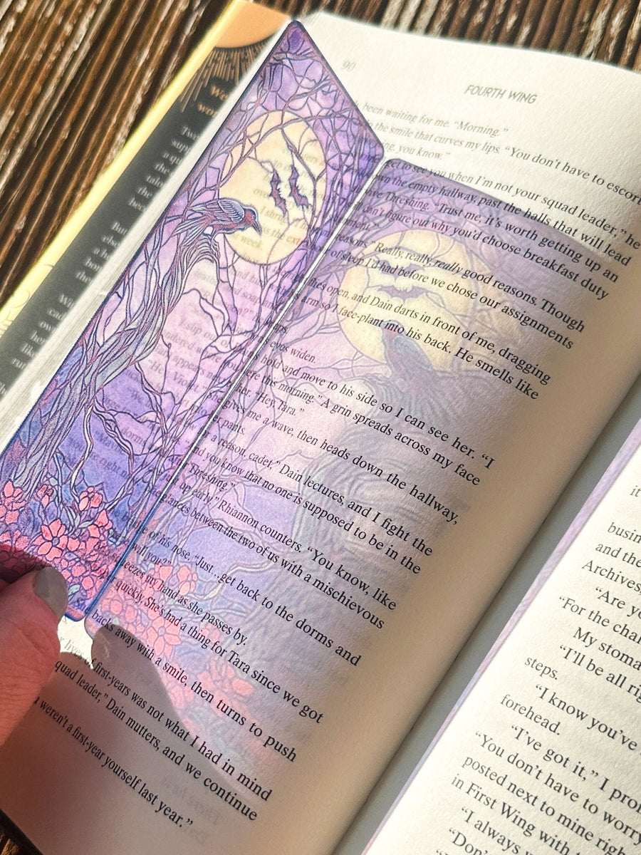 Raven and Moon Transparent Bookmark – Halloween Midnight Watcher