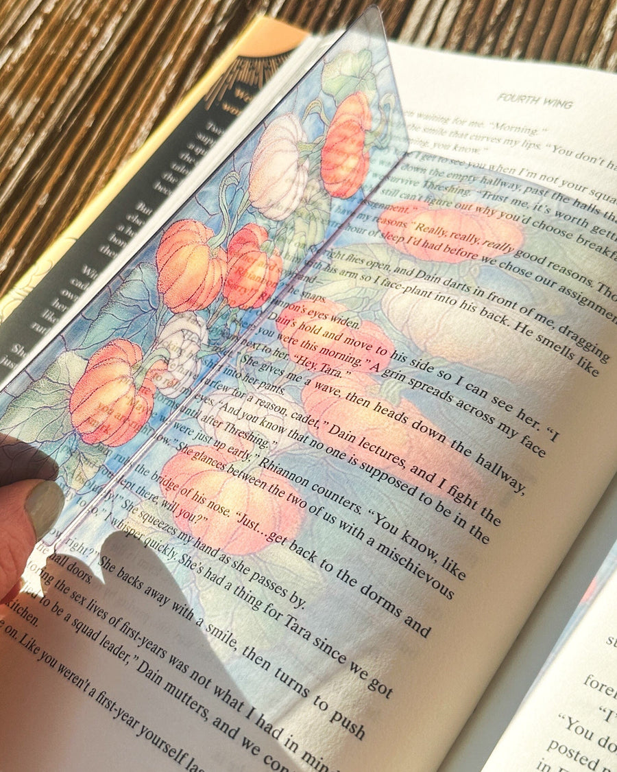 Pumpkin Vine Transparent Bookmark – Halloween Harvest Design