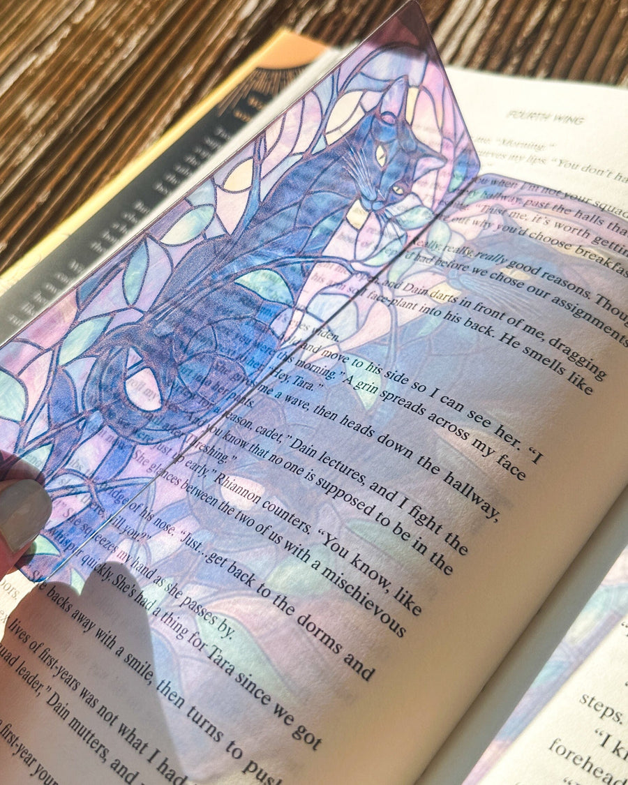 Black Cat Transparent Bookmark – Mystical Halloween Design