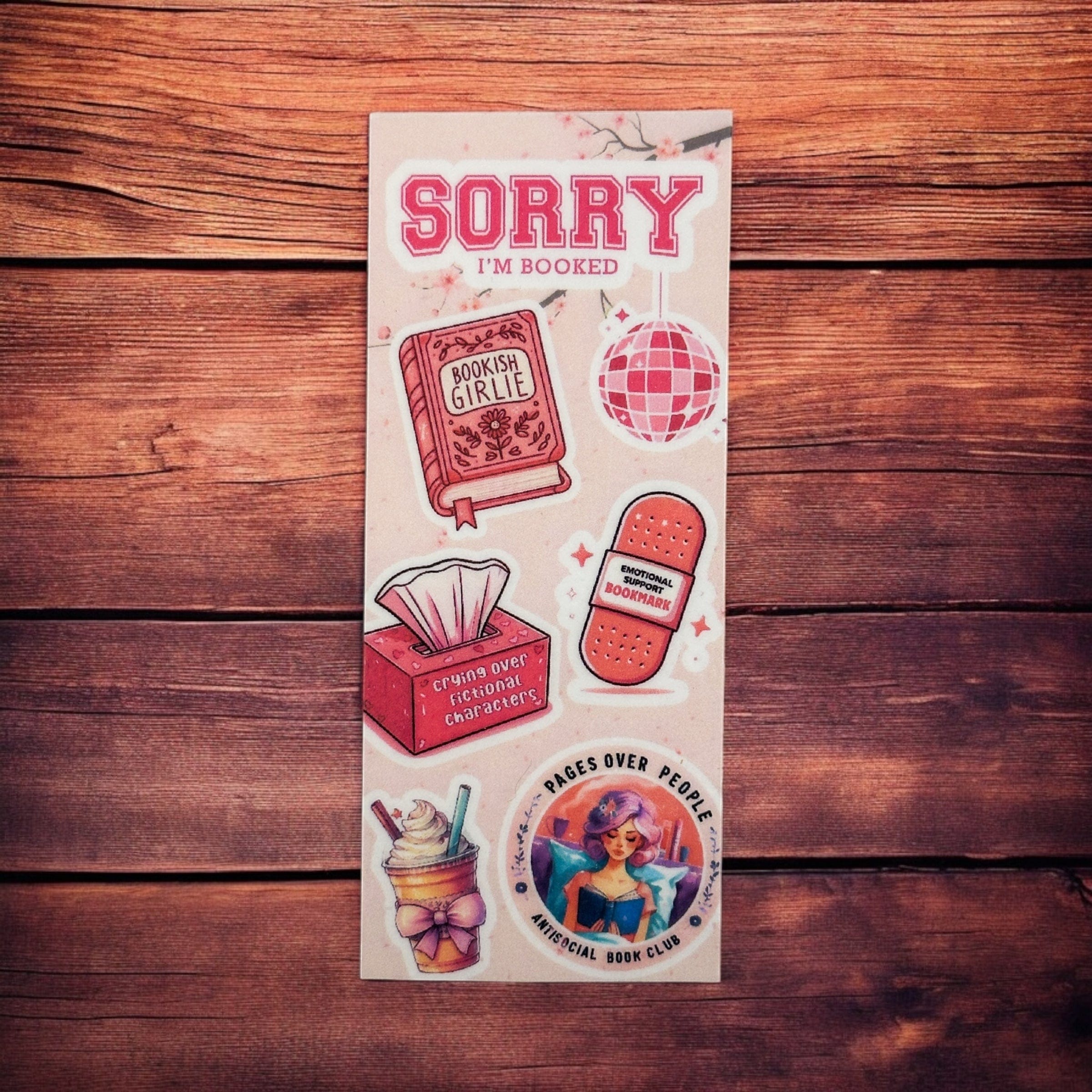 Bookish soft girlie sticker-style bookmark
