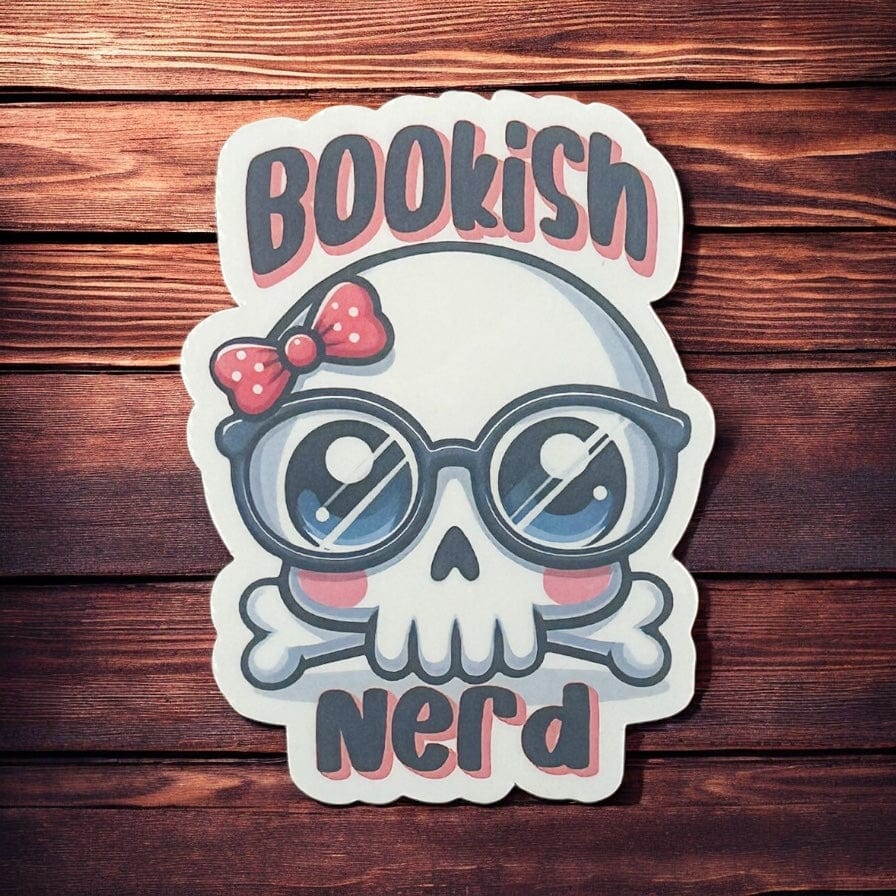 Cute Book Nerd Skull with Bow
