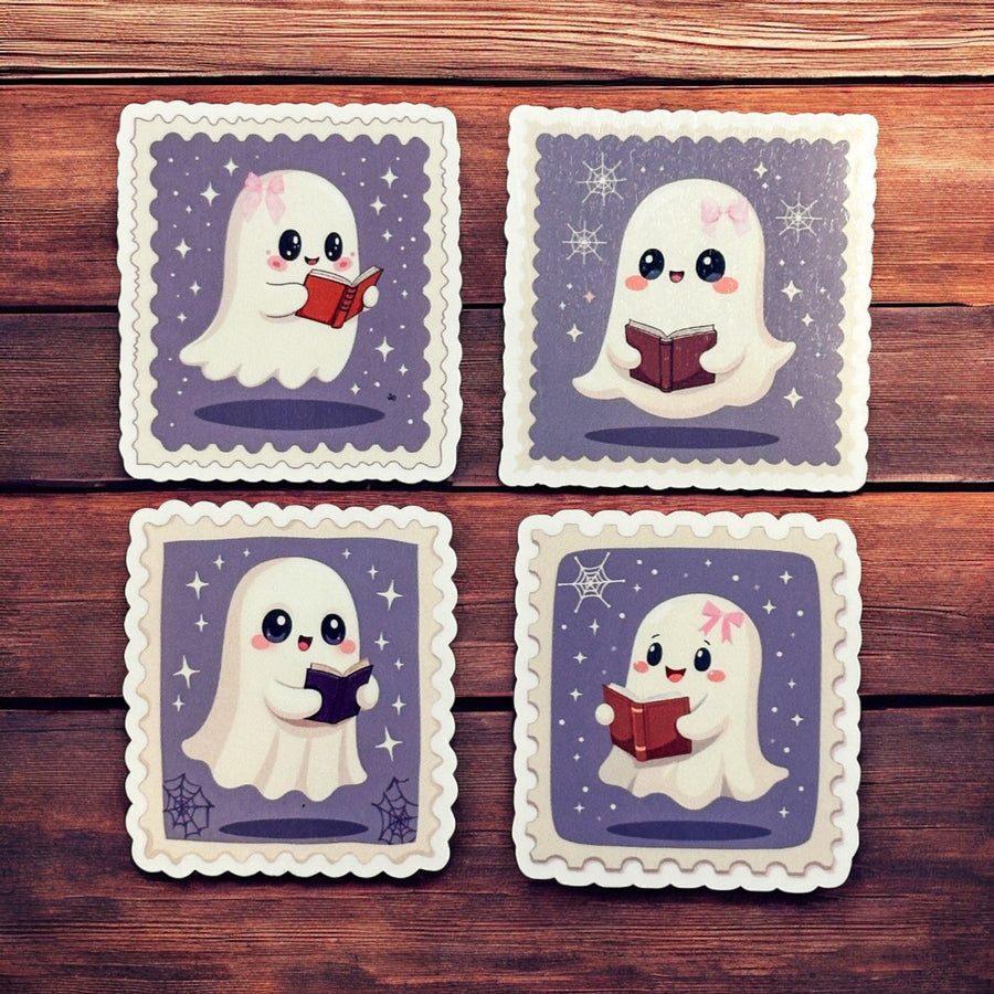 Cute Ghost Reading Sticker Set