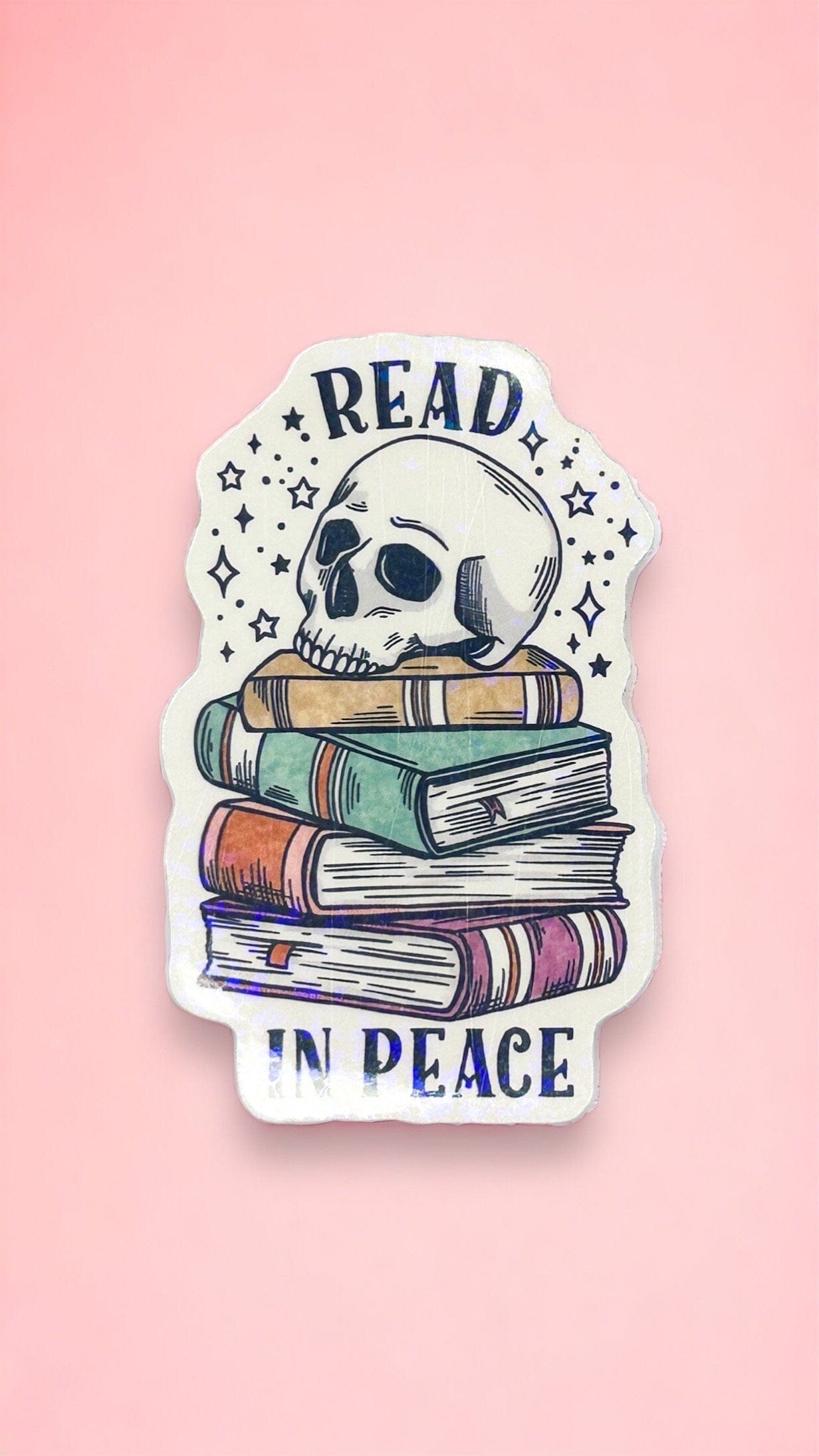 Skull Read in Peace Sticker