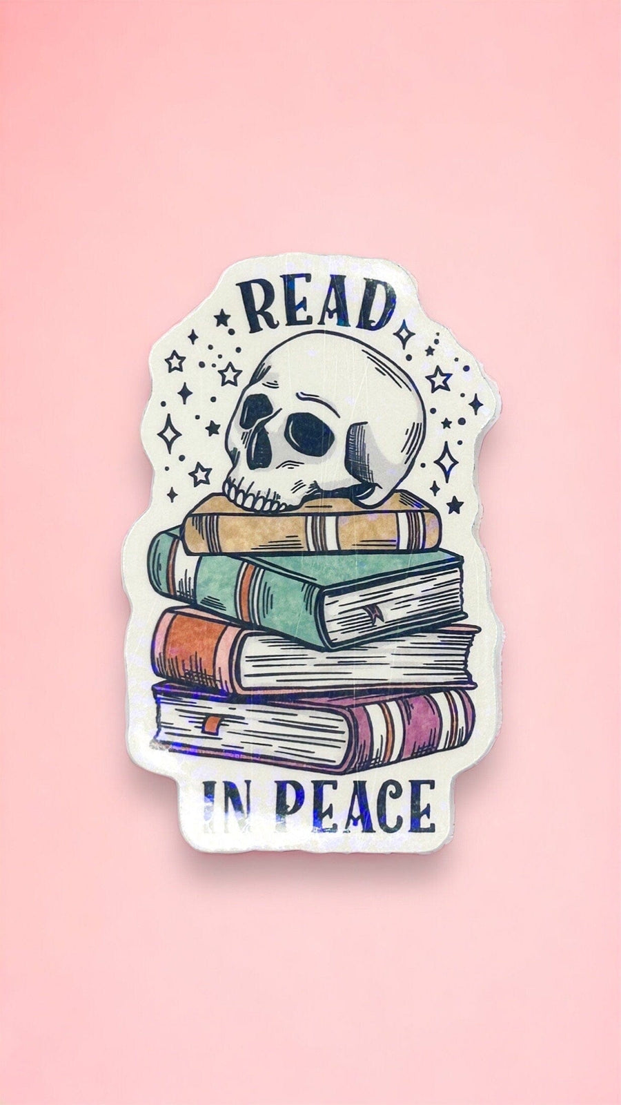 Skull Read in Peace Sticker