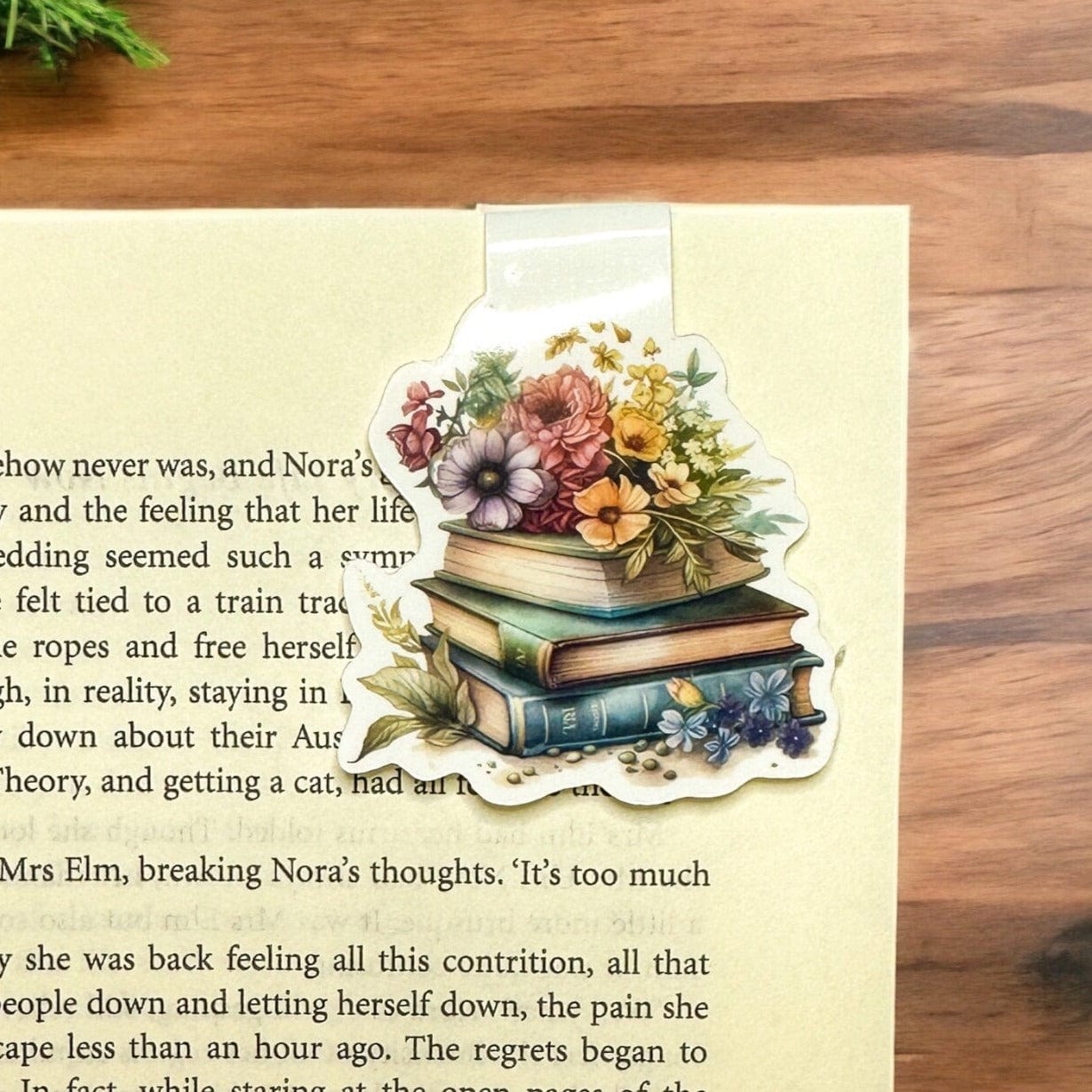 Flower and Books 2 Magnetic Bookmark