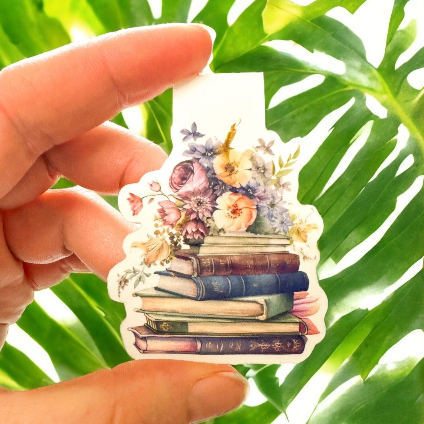 Flower and Books 4 Magnetic Bookmark