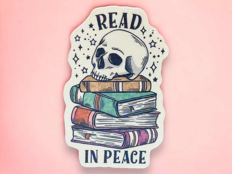 Skull Read in Peace Sticker