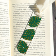Green and Gold Handmade Monstera Acrylic Bookmark