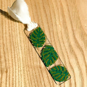 Green and Gold Handmade Monstera Acrylic Bookmark